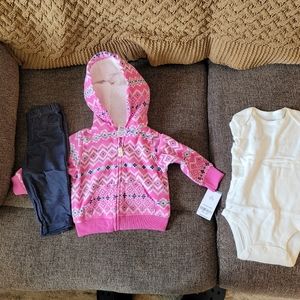 Carters 6mo Pink Sherpa Lined Hoodie Set